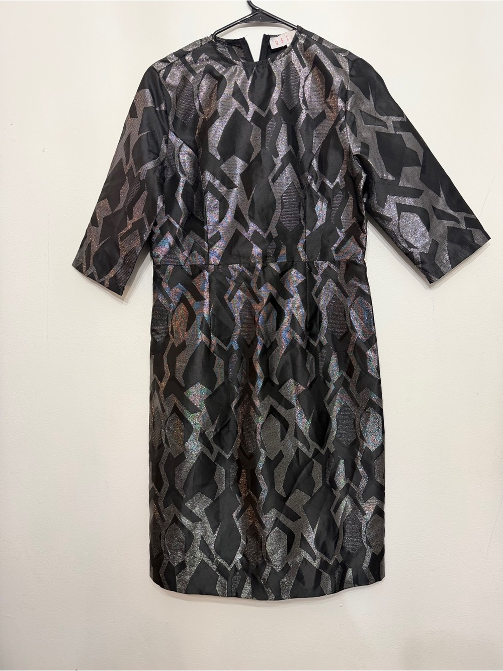 Iridescent Black Geometric Midi Dress